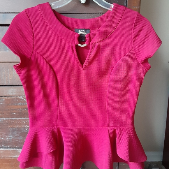 Sold!!!BCX Burgundy Peplum Top - Picture 2 of 8